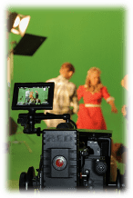 Film recording in front of green screen