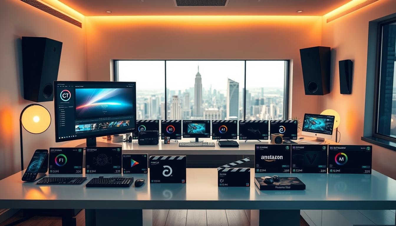 a professional video editing studio with a stylish, modern interior. The room is bathed in soft, warm lighting, casting a cozy glow on the various FINAL CUT MULTIMEDIA plugins neatly arranged on sleek, minimalist desks. In the foreground, a high-end desktop computer displays a sophisticated video editing interface, with various performance metrics and visualizations. The middle ground features a collection of cutting-edge FINAL CUT MULTIMEDIA tools, each meticulously crafted to optimize video editing workflows. The background showcases a panoramic view of a bustling city skyline, symbolizing the power and versatility of these plugins in unlocking the full potential of video content creation. a professional video editing studio with a stylish, modern interior. The room is bathed in soft, warm lighting, casting a cozy glow on the various FINAL CUT MULTIMEDIA plugins neatly arranged on sleek, minimalist desks. In the foreground, a high-end desktop computer displays a sophisticated video editing interface, with various performance metrics and visualizations. The middle ground features a collection of cutting-edge FINAL CUT MULTIMEDIA tools, each meticulously crafted to optimize video editing workflows. The background showcases a panoramic view of a bustling city skyline, symbolizing the power and versatility of these plugins in unlocking the full potential of video content creation.