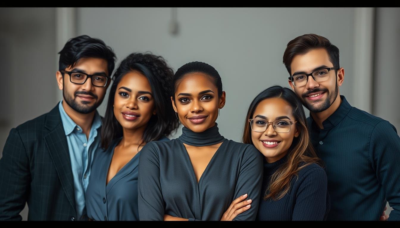 group headshot color coordination