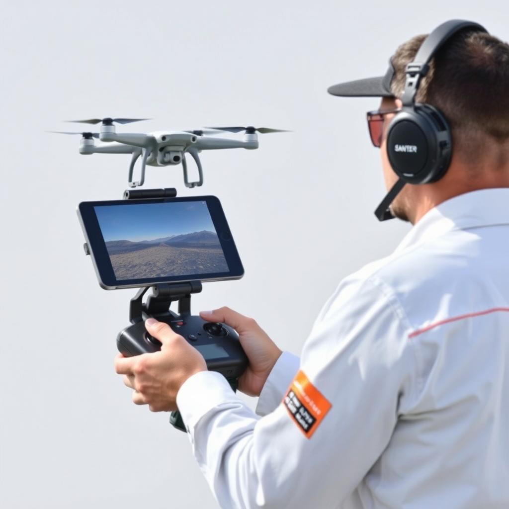 Certified drone pilot operating equipment for complementary drone service Certified drone pilot operating equipment for complementary drone service