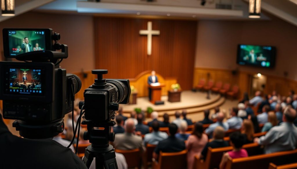 Church service being live streamed in Charlotte Church service being live streamed in Charlotte