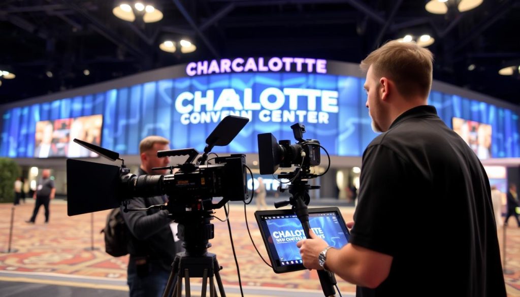 Local Charlotte live streaming crew at a recognizable Charlotte venue