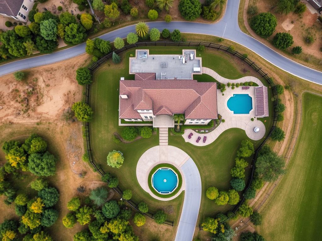Real estate property showcased with complementary drone service Real estate property showcased with complementary drone service